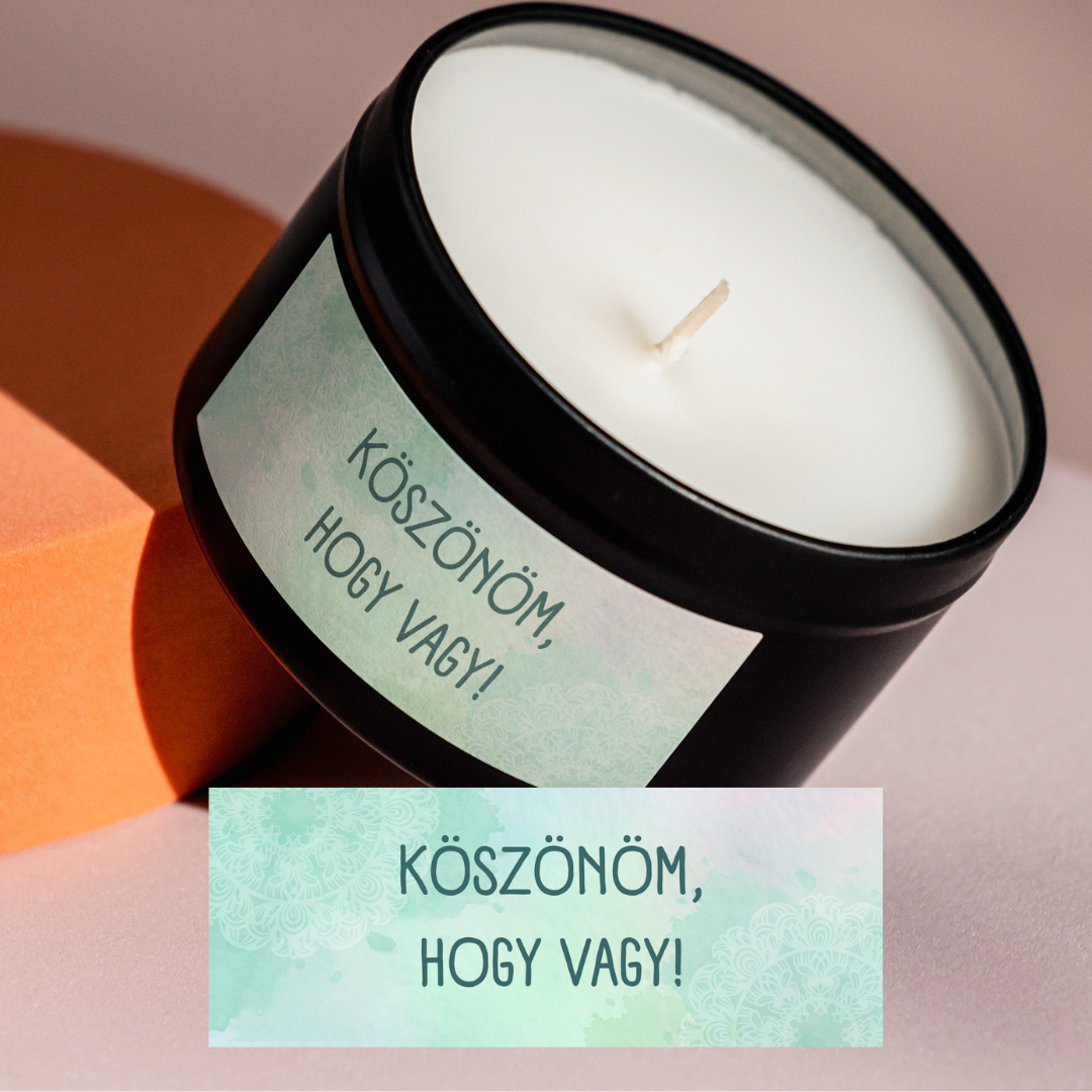 Dárkový vzkaz - svíčka v černé kovové dóze