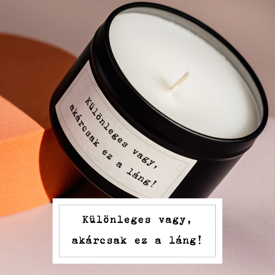 Dárkový vzkaz - svíčka v černé kovové dóze