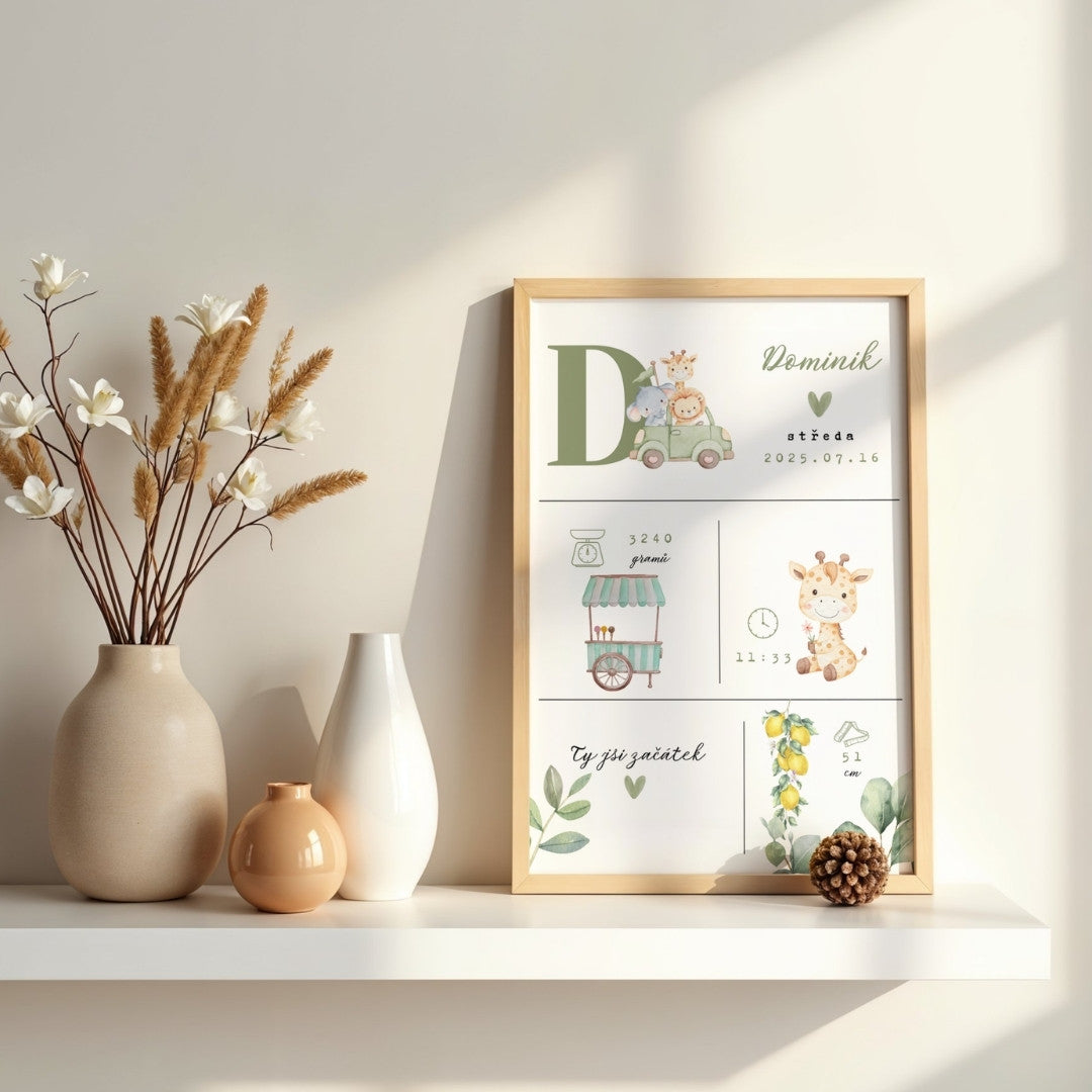 Personalizovaný obraz k narození miminka – 4 roční období