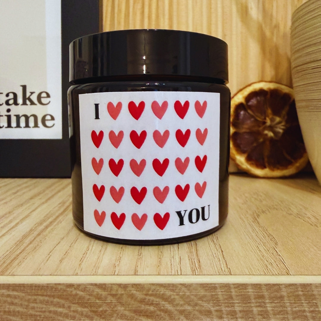 I ❤️ YOU – svíčka v hnědé sklenici