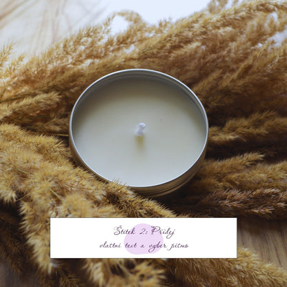 Svíčka s vlastním textem v plechové dóze