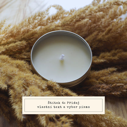 Svíčka s vlastním textem v plechové dóze
