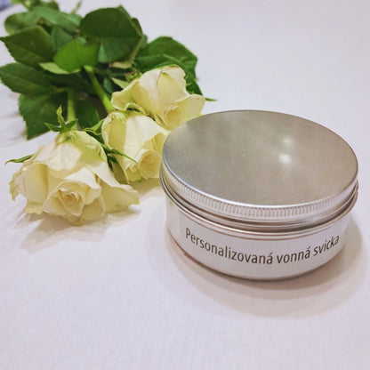 Svíčka s vlastním textem v plechové dóze
