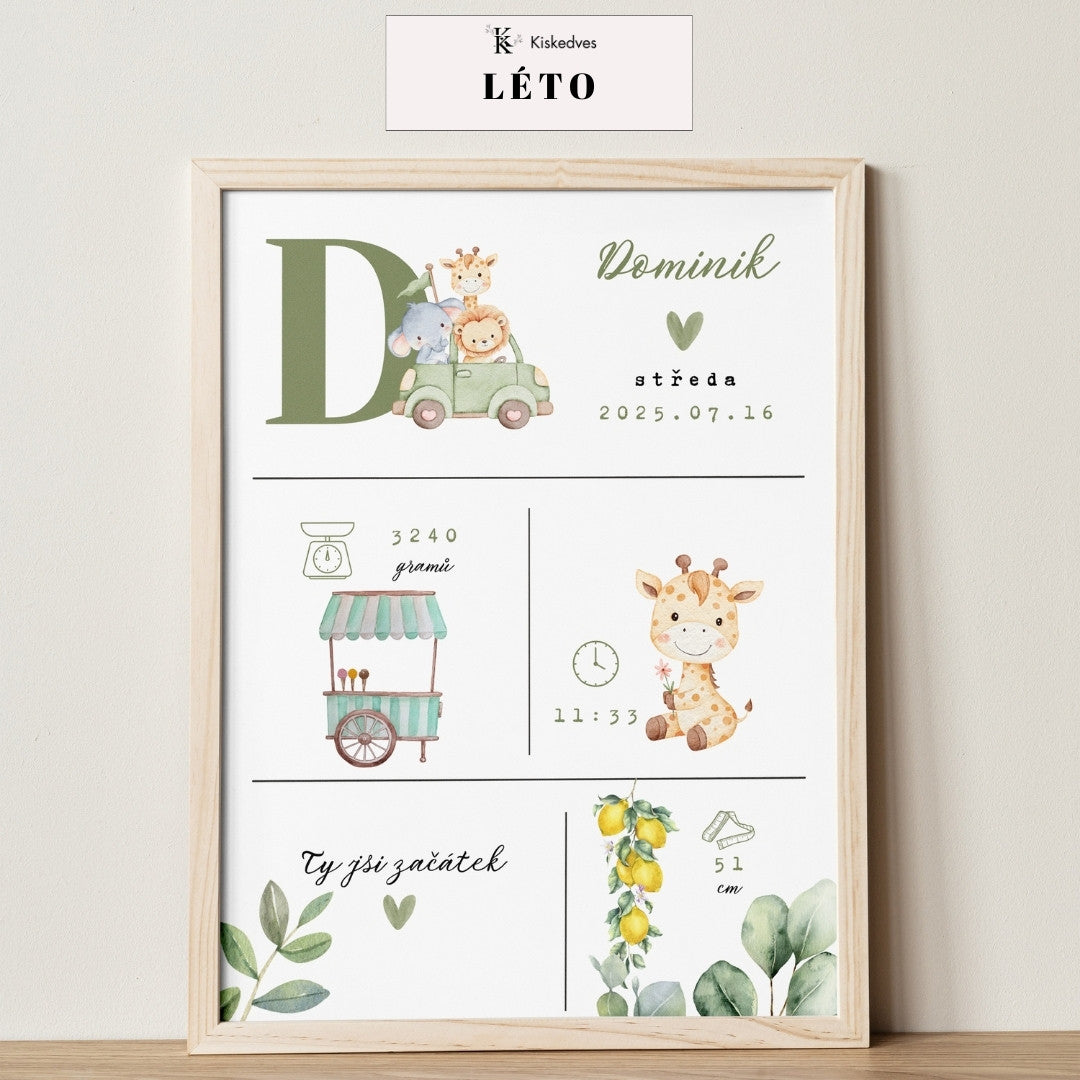 Personalizovaný obraz k narození miminka – 4 roční období