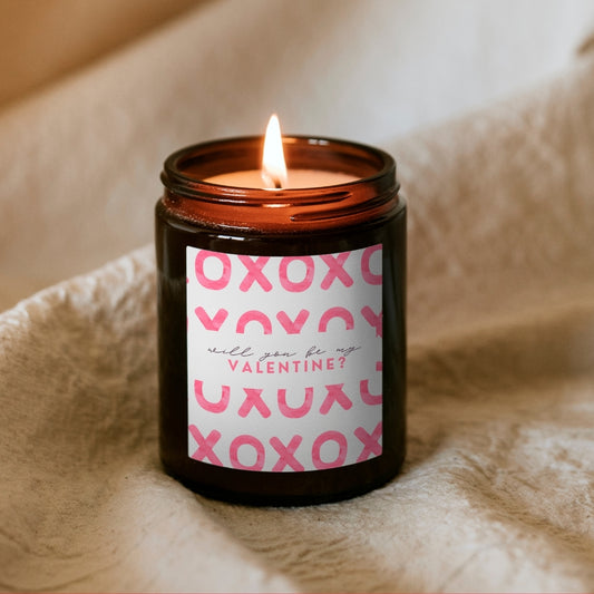 Will you be my Valentine? – svíčka v hnědé sklenici