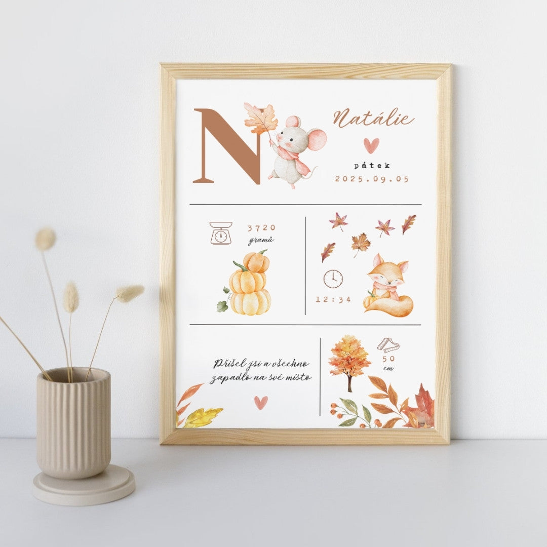 Personalizovaný obraz k narození miminka – 4 roční období