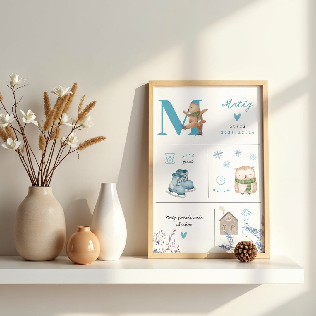 Personalizovaný obraz k narození miminka – 4 roční období