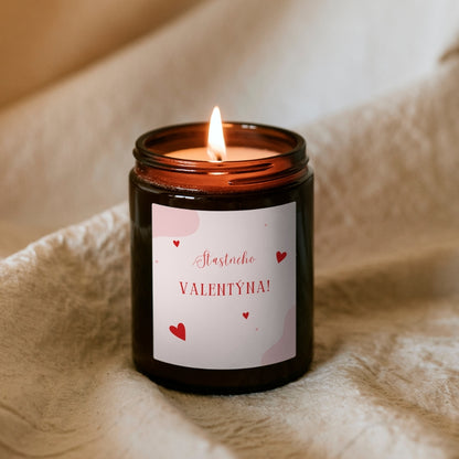 Šťastného Valentýna! – svíčka v hnědé sklenici (02)