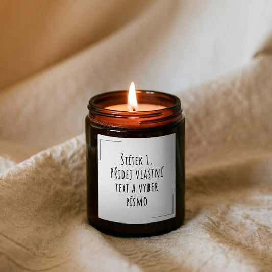 Střední personalizovaná svíčka v hnědé sklenici